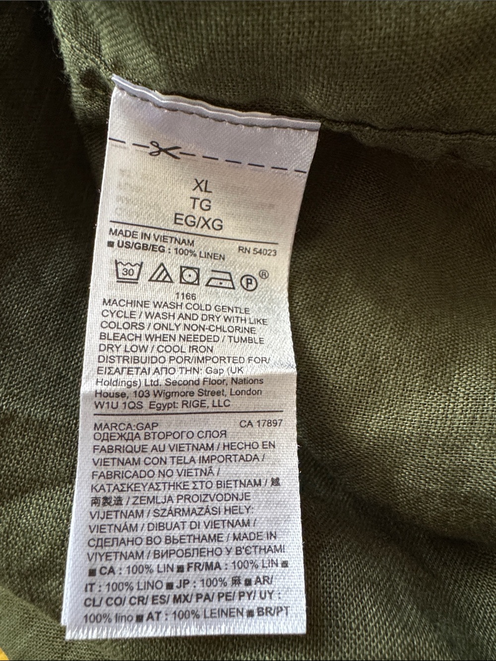 GAP Dark olive green linen XL button up - Picture 6 of 6